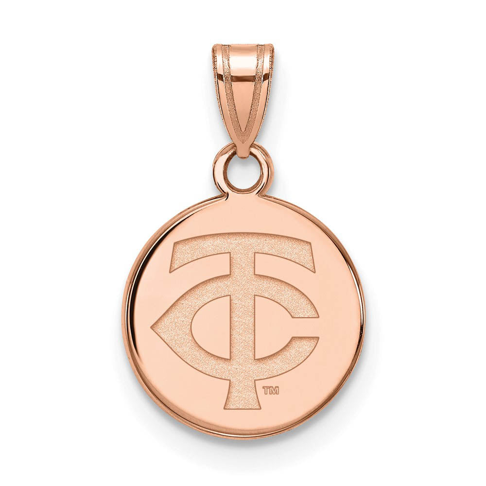 14K Rose Gold MLB Minnesota Twins Small TC Disc Pendant, Item P32384 by The Black Bow Jewelry Co.