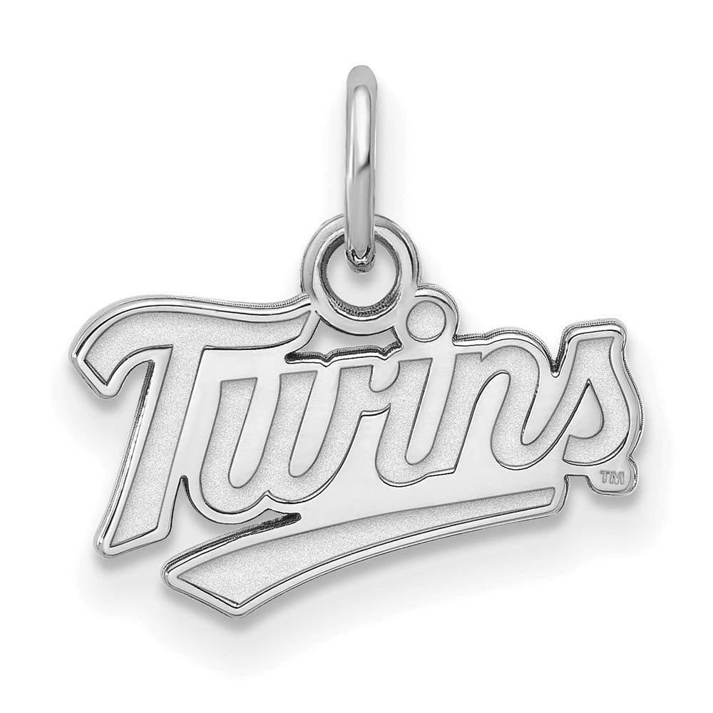 14K White Gold MLB Minnesota Twins XS (Tiny) Script Charm, Item P32388 by The Black Bow Jewelry Co.