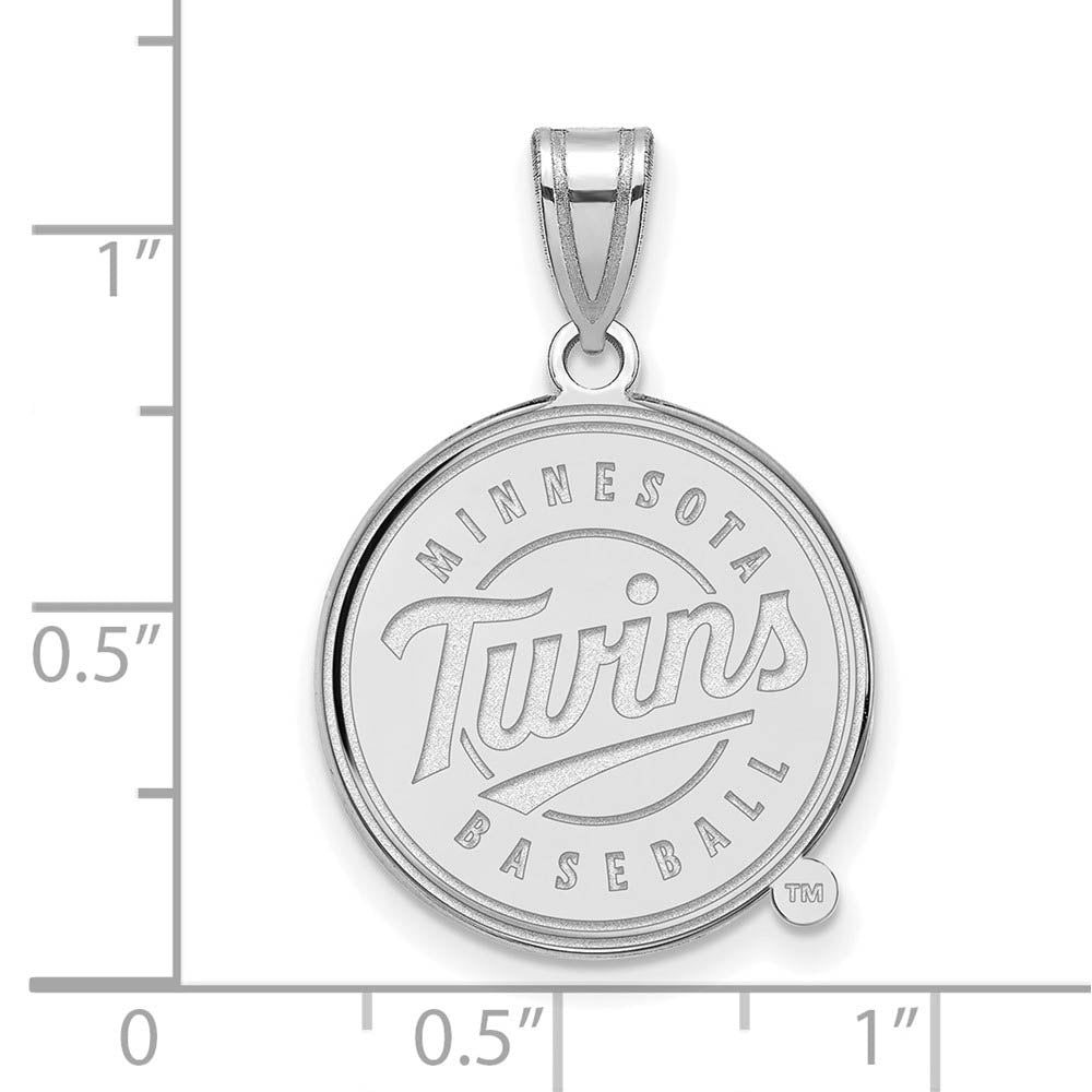 Alternate view of the 14K White Gold MLB Minnesota Twins Large Logo Disc Pendant by The Black Bow Jewelry Co.