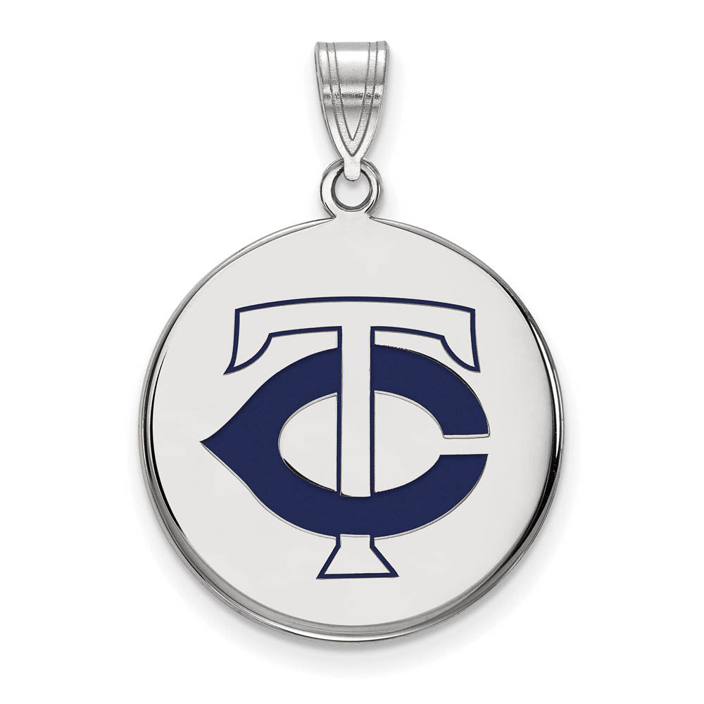 Sterling Silver MLB Minnesota Twins LG Enamel TC Disc Pendant, Item P32420 by The Black Bow Jewelry Co.