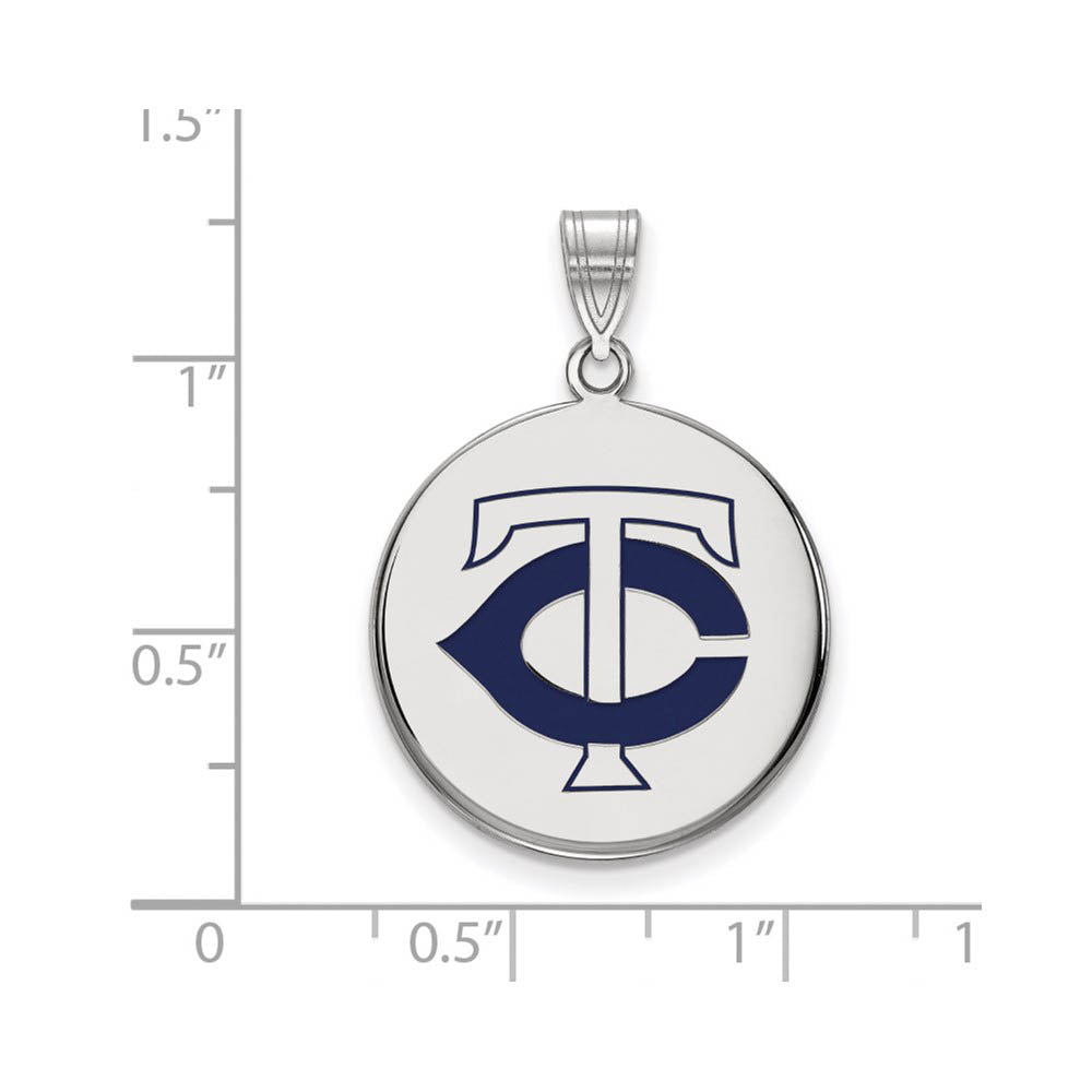 Alternate view of the Sterling Silver MLB Minnesota Twins LG Enamel TC Disc Pendant by The Black Bow Jewelry Co.