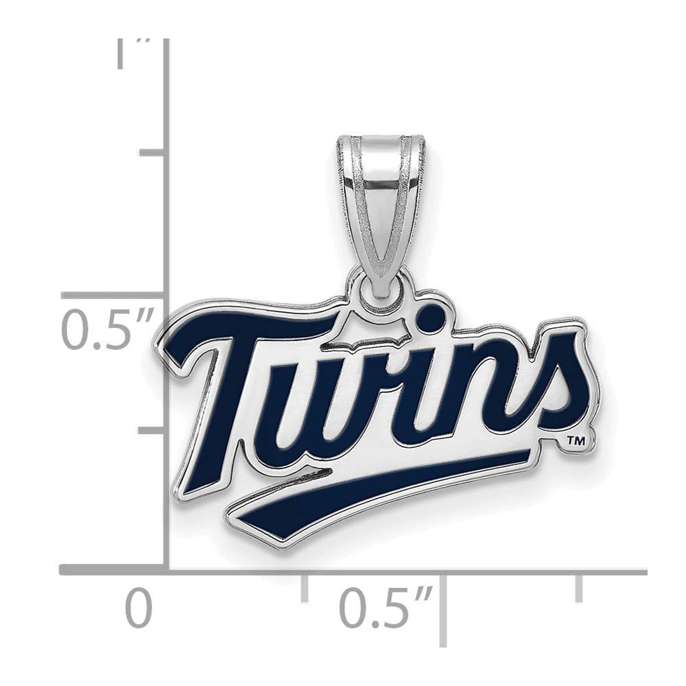 Alternate view of the Sterling Silver MLB Minnesota Twins SM Enamel Script Pendant by The Black Bow Jewelry Co.
