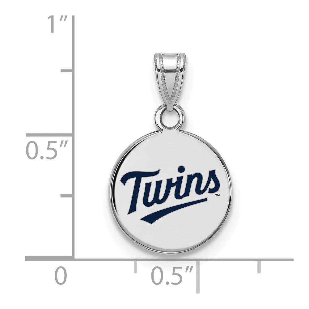 Alternate view of the Sterling Silver MLB Minnesota Twins SM Enamel Script Disc Pendant by The Black Bow Jewelry Co.