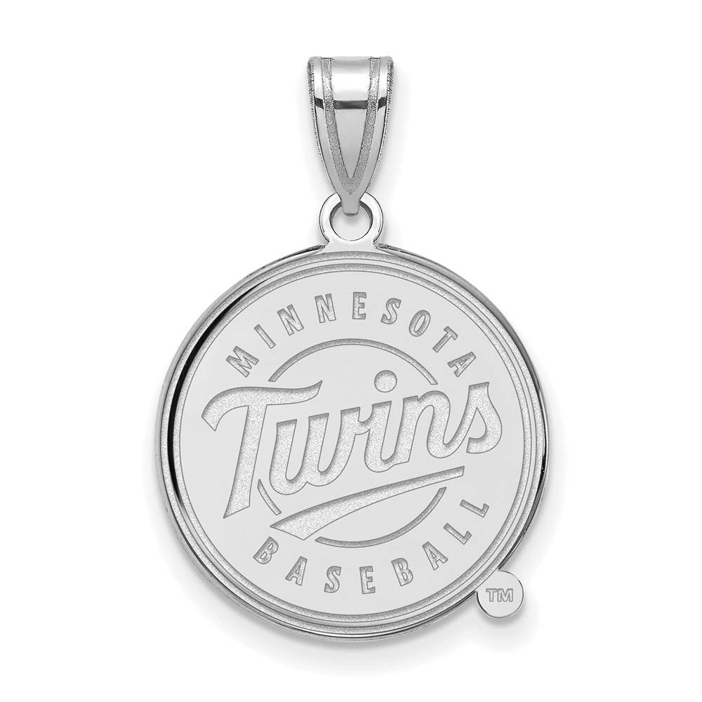 Sterling Silver MLB Minnesota Twins Large Logo Disc Pendant, Item P32429 by The Black Bow Jewelry Co.