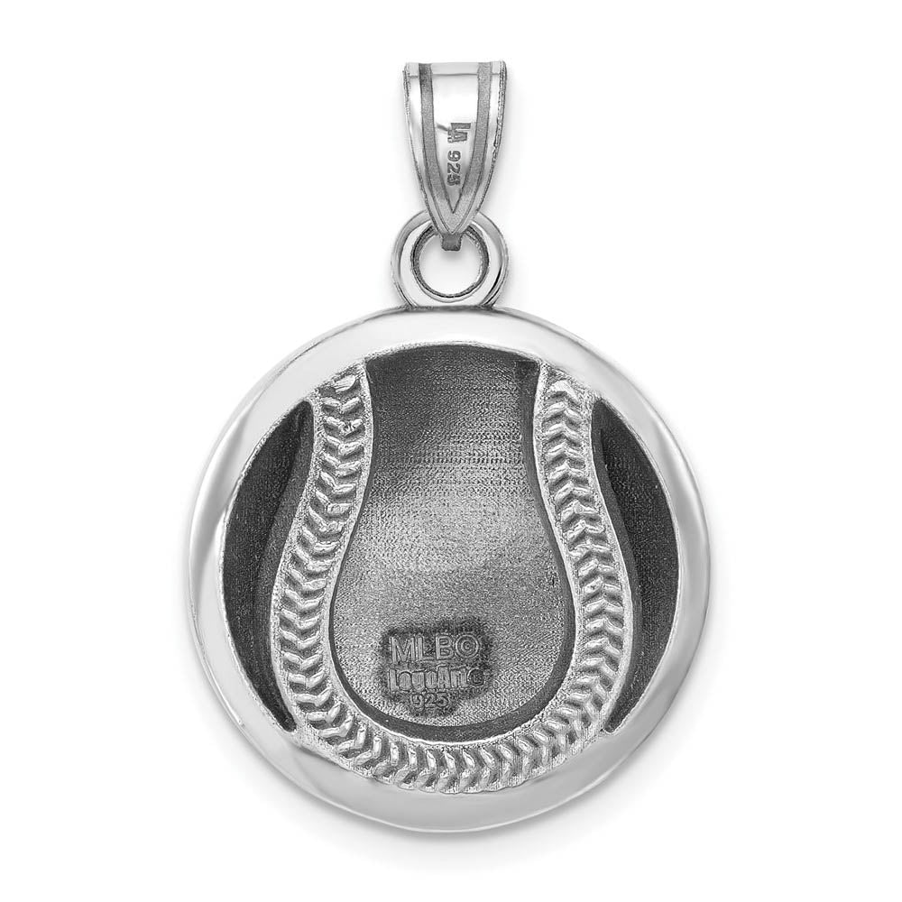 Alternate view of the Sterling Silver MLB Minnesota Twins LG Enamel Baseball Pendant by The Black Bow Jewelry Co.