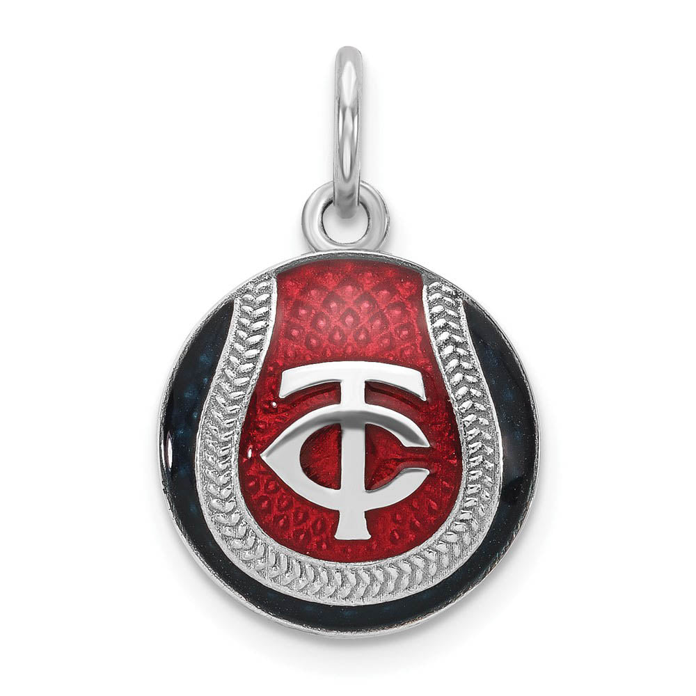 Sterling Silver MLB Minnesota Twins SM Enamel Baseball Charm, Item P32433 by The Black Bow Jewelry Co.