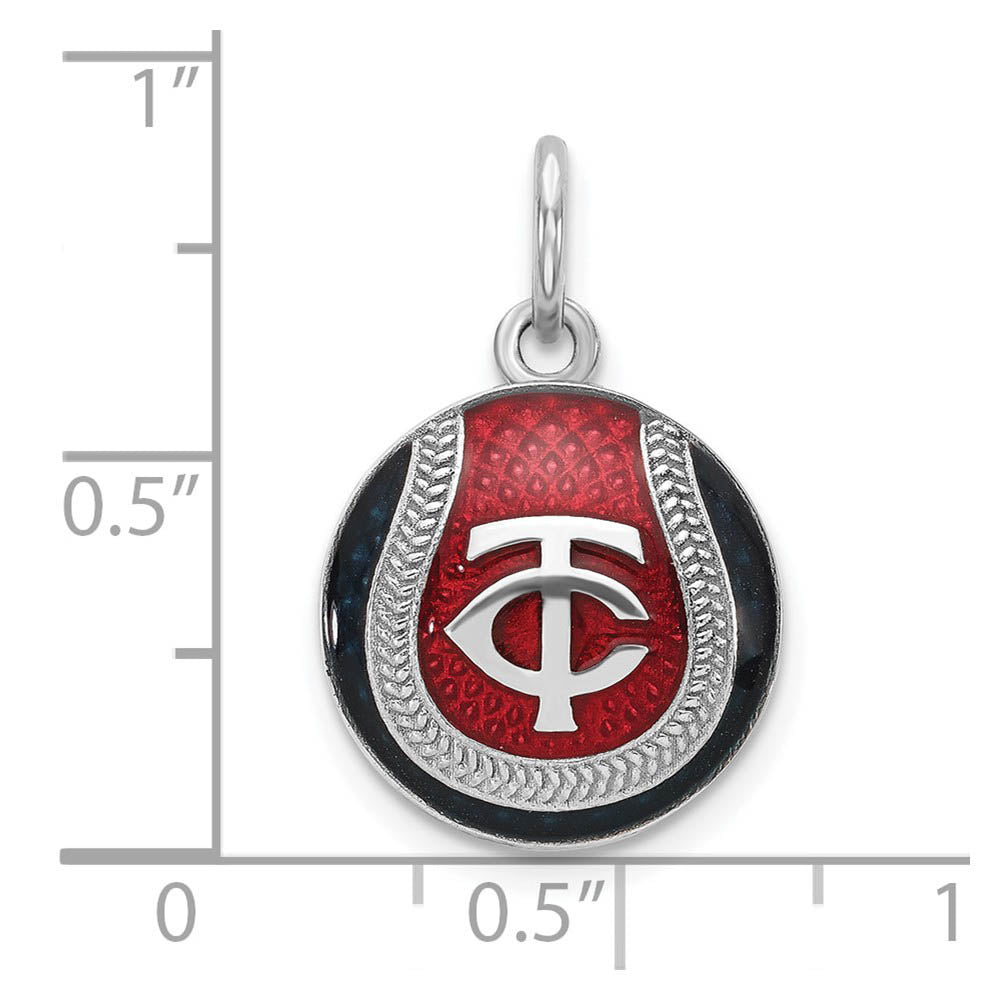 Alternate view of the Sterling Silver MLB Minnesota Twins SM Enamel Baseball Charm by The Black Bow Jewelry Co.