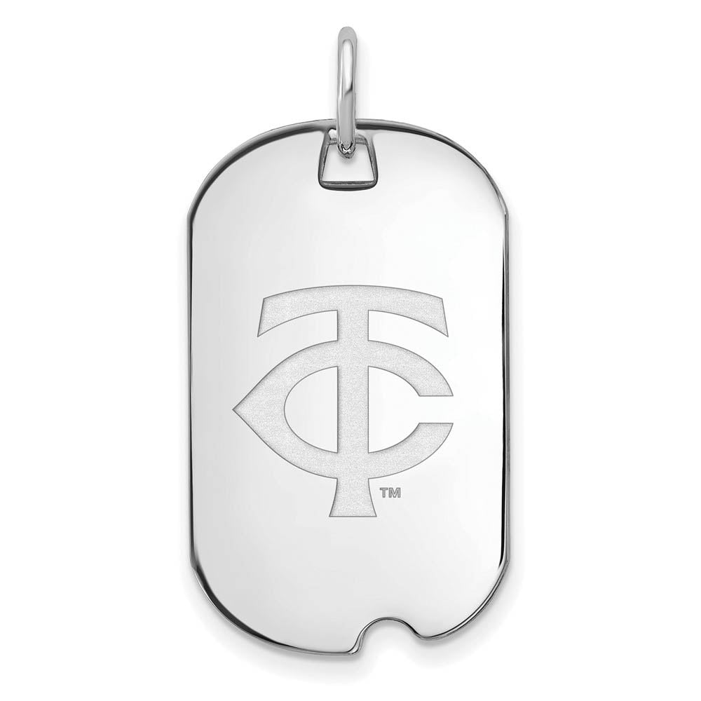 Sterling Silver MLB Minnesota Twins Small Dog Tag Pendant, Item P32434 by The Black Bow Jewelry Co.