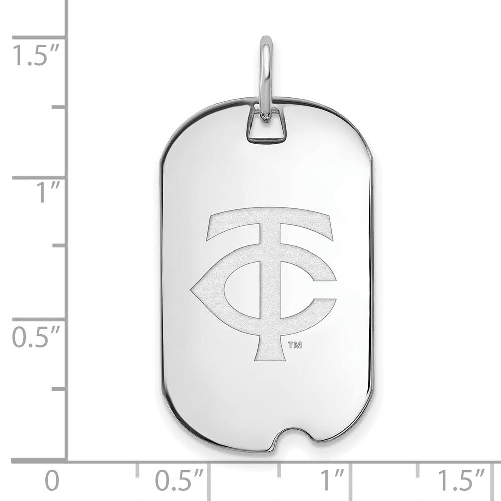 Alternate view of the Sterling Silver MLB Minnesota Twins Small Dog Tag Pendant by The Black Bow Jewelry Co.
