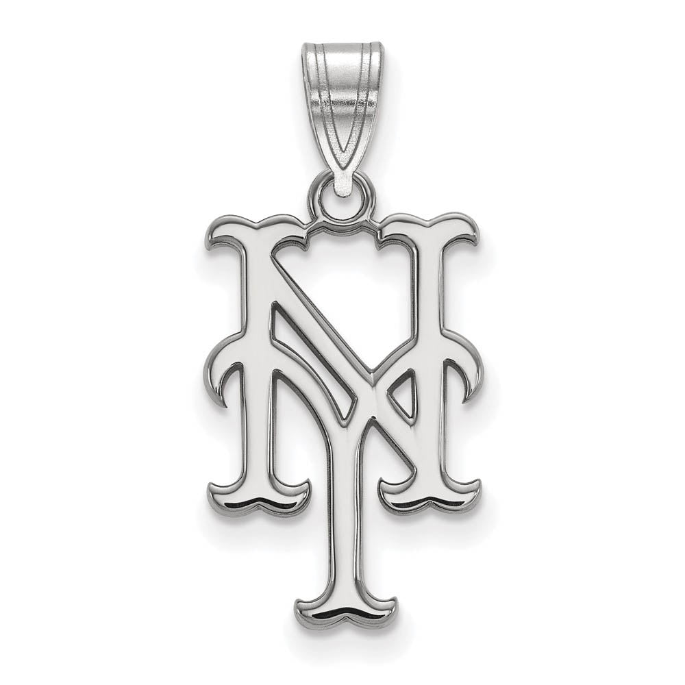 10K White Gold MLB New York Mets Large Pendant, Item P32438 by The Black Bow Jewelry Co.