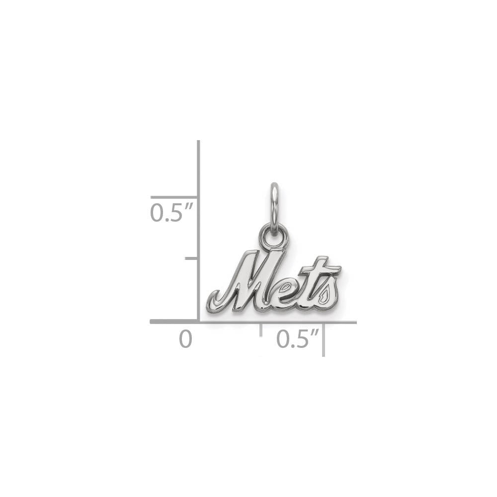 Alternate view of the 10K White Gold MLB New York Mets XS (Tiny) Script Charm by The Black Bow Jewelry Co.