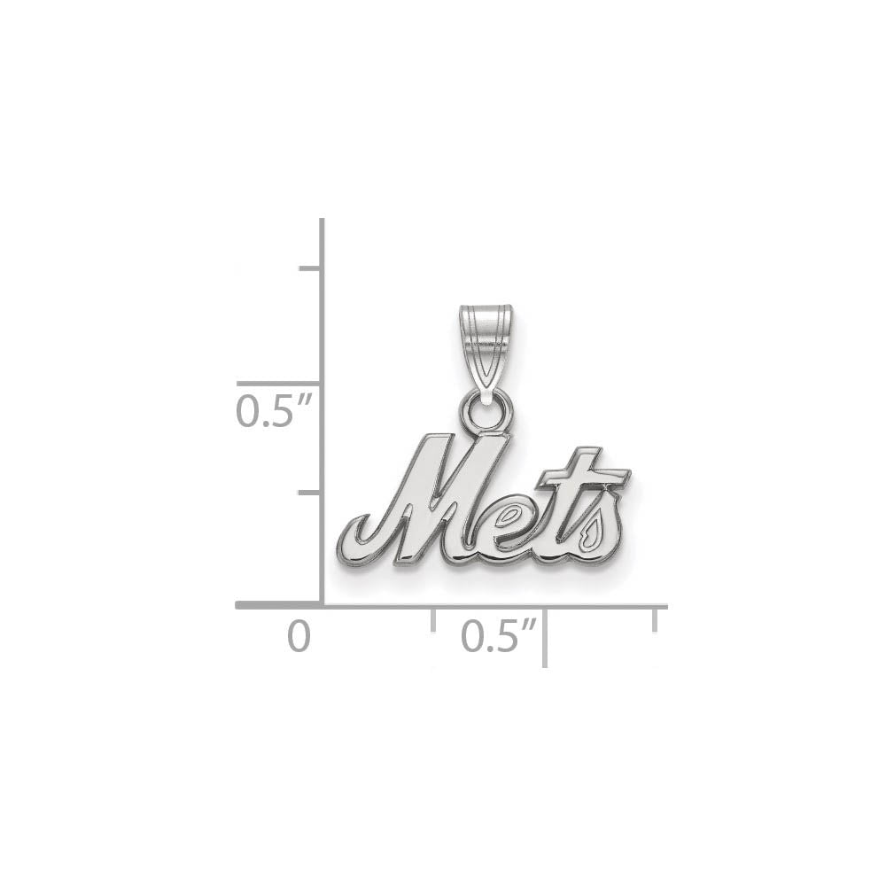 Alternate view of the 10K White Gold MLB New York Mets Small Script Pendant by The Black Bow Jewelry Co.