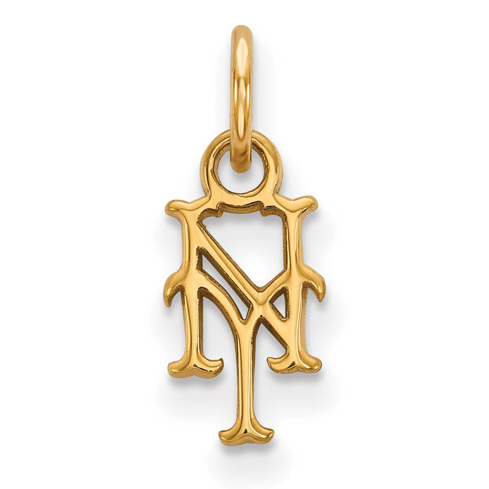 10K Yellow Gold MLB New York Mets XS (Tiny) Charm, Item P32448 by The Black Bow Jewelry Co.