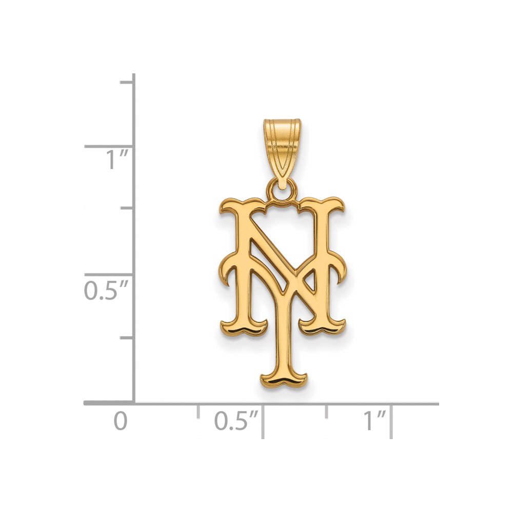 Alternate view of the 10K Yellow Gold MLB New York Mets Large Pendant by The Black Bow Jewelry Co.