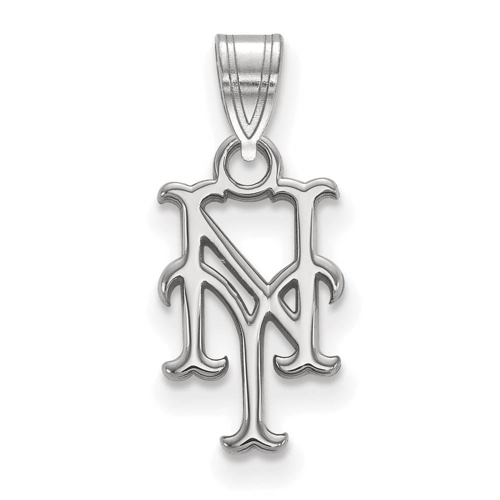 14K White Gold MLB New York Mets Small Pendant, Item P32463 by The Black Bow Jewelry Co.