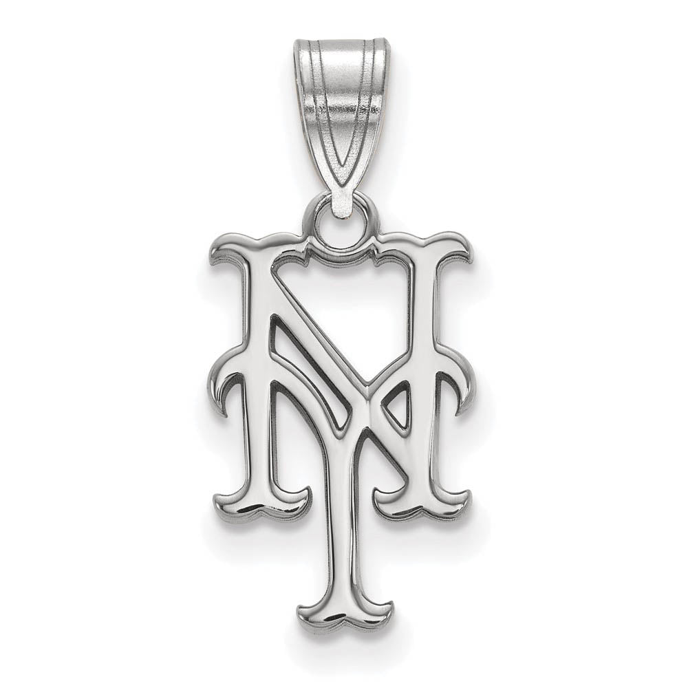 14K White Gold MLB New York Mets Medium Pendant, Item P32464 by The Black Bow Jewelry Co.