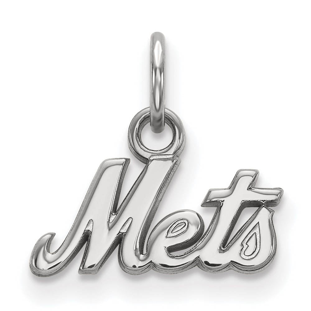 14K White Gold MLB New York Mets XS (Tiny) Script Charm, Item P32466 by The Black Bow Jewelry Co.