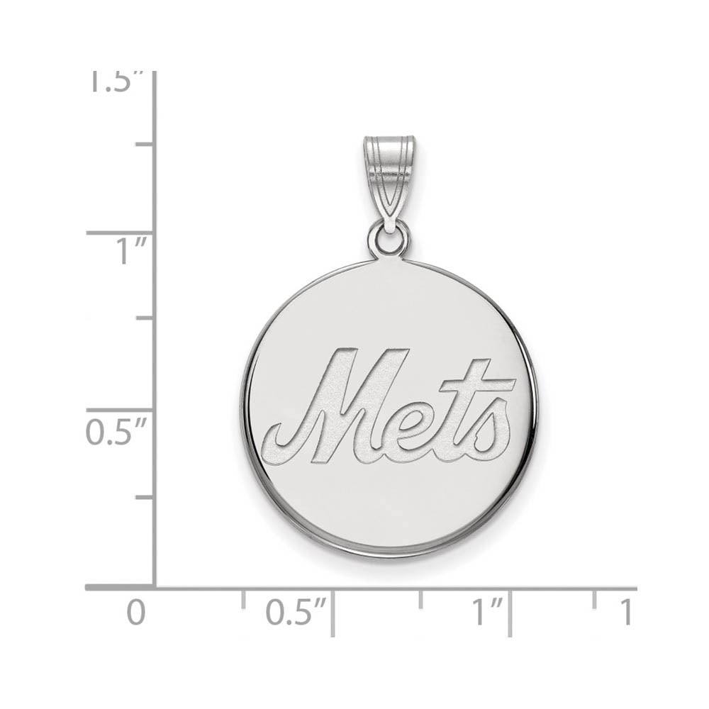 Alternate view of the 14K White Gold MLB New York Mets Large Script Disc Pendant by The Black Bow Jewelry Co.
