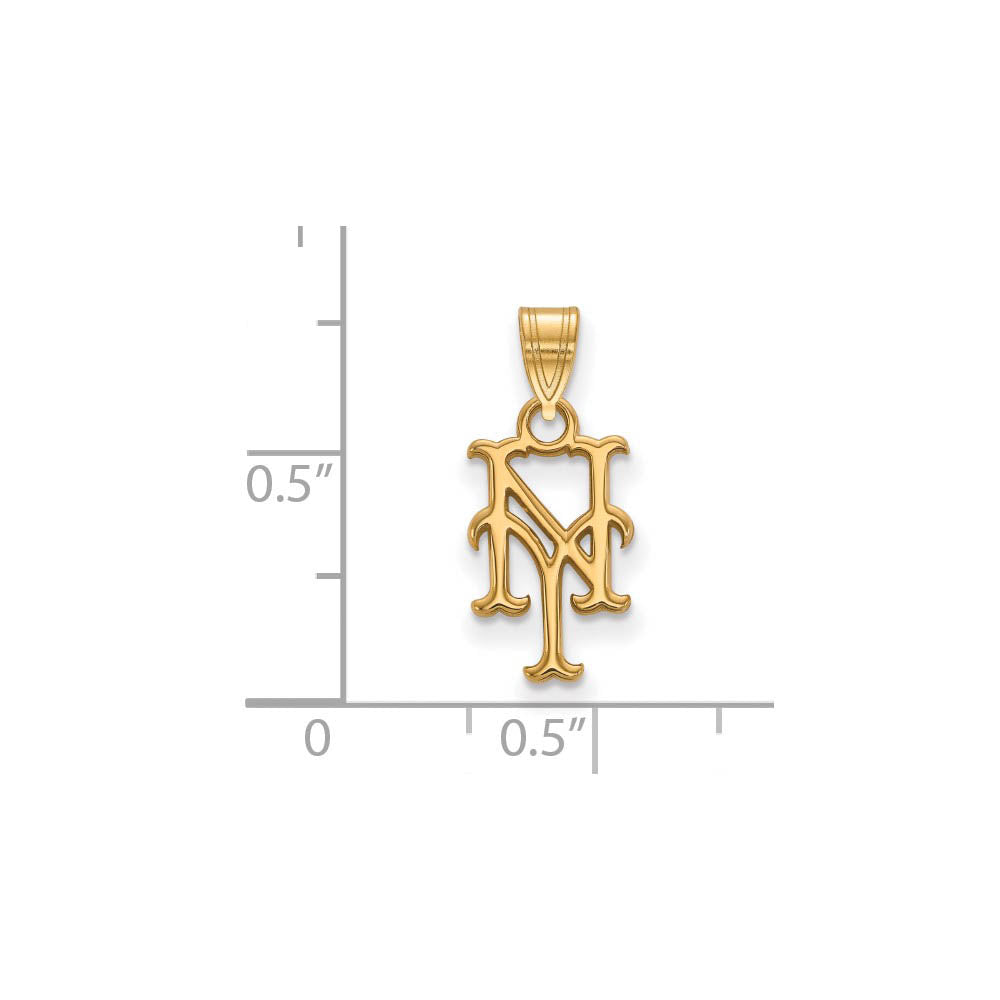 Alternate view of the 14K Yellow Gold MLB New York Mets Small Pendant by The Black Bow Jewelry Co.