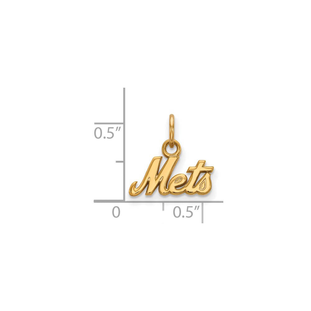 Alternate view of the 14K Yellow Gold MLB New York Mets XS (Tiny) Script Charm by The Black Bow Jewelry Co.