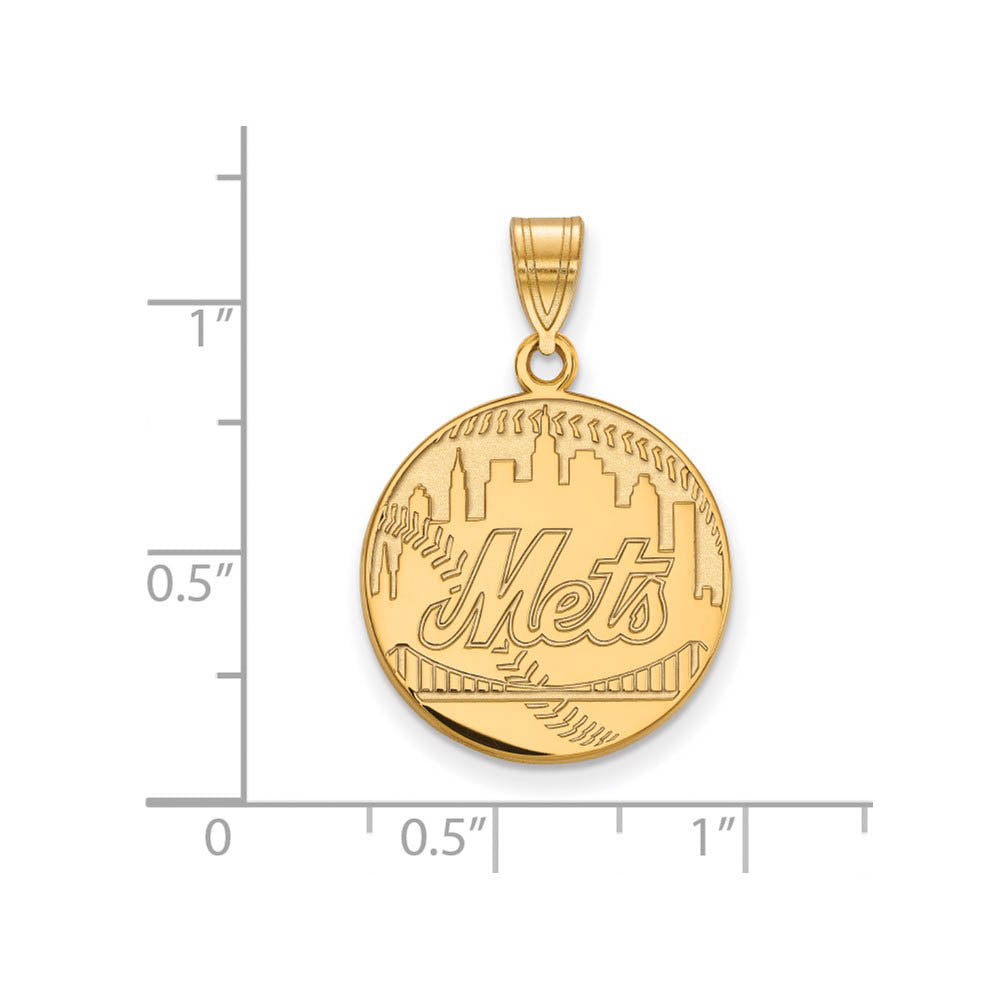 Alternate view of the 14K Yellow Gold MLB New York Mets Large Script Baseball Pendant by The Black Bow Jewelry Co.