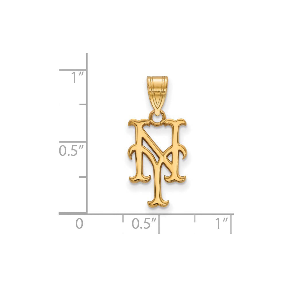 Alternate view of the 14K Gold Plated Silver MLB New York Mets Medium Pendant by The Black Bow Jewelry Co.