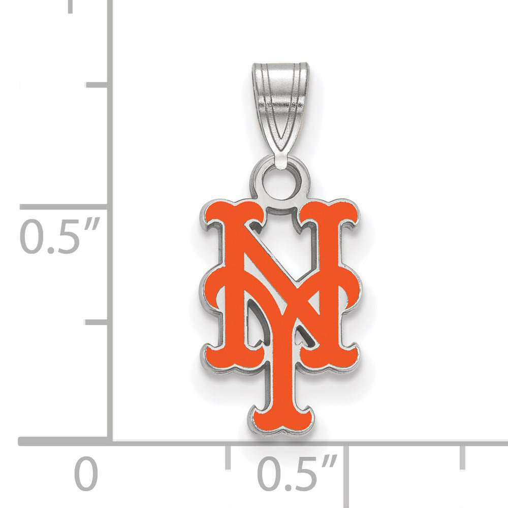Alternate view of the Sterling Silver MLB New York Mets Small Enamel Pendant by The Black Bow Jewelry Co.