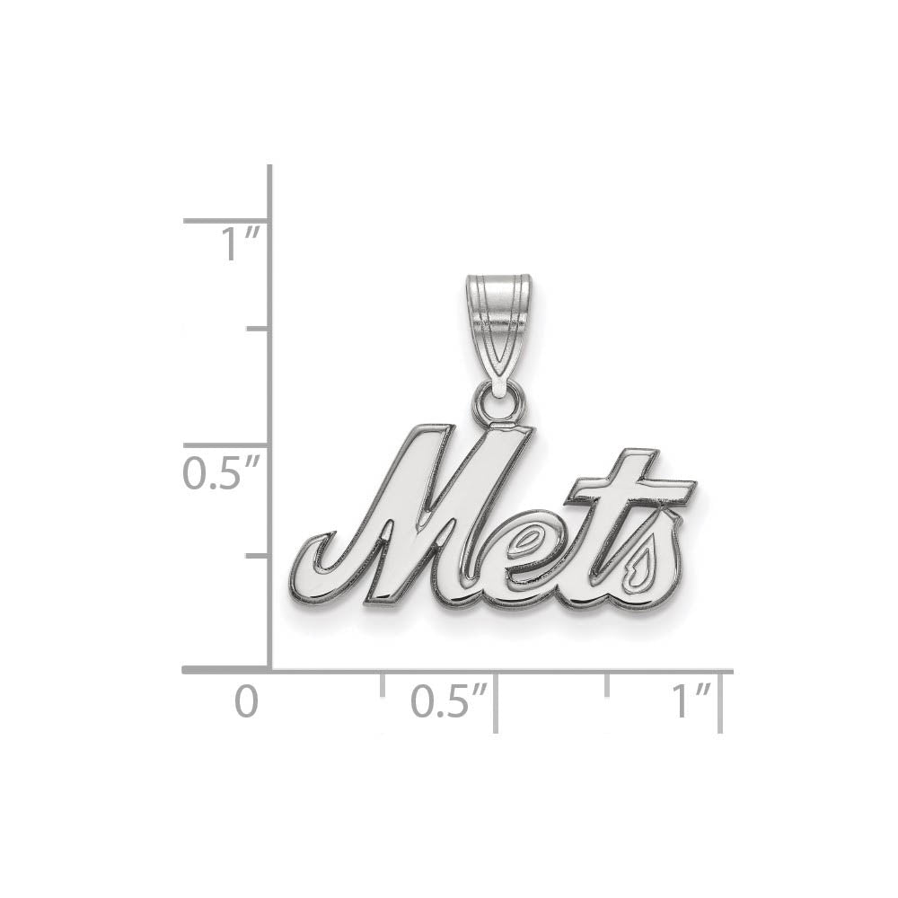 Alternate view of the Sterling Silver MLB New York Mets Large Script Pendant by The Black Bow Jewelry Co.