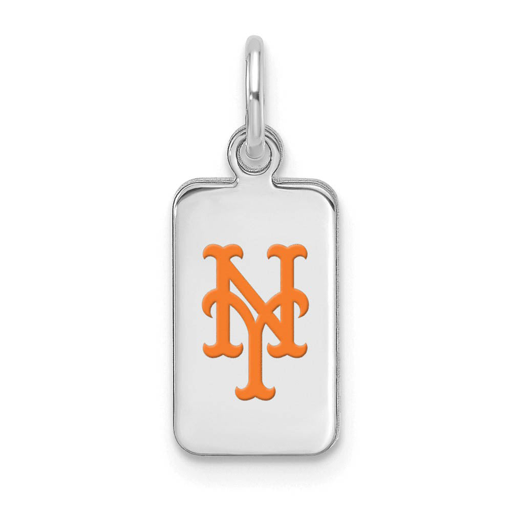 Sterling Silver MLB New York Mets XS (Tiny) Enamel Tag Charm, Item P32520 by The Black Bow Jewelry Co.