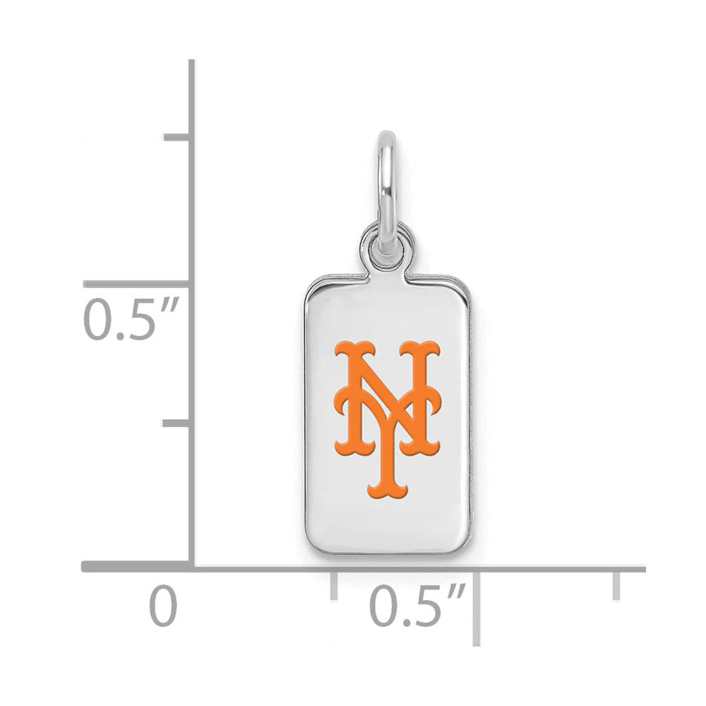 Alternate view of the Sterling Silver MLB New York Mets XS (Tiny) Enamel Tag Charm by The Black Bow Jewelry Co.