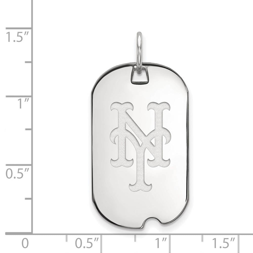 Alternate view of the Sterling Silver MLB New York Mets Small Dog Tag Pendant by The Black Bow Jewelry Co.