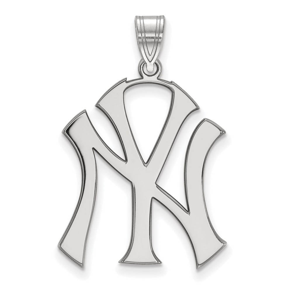 10K White Gold MLB New York Yankees Extra Large Pendant, Item P32524 by The Black Bow Jewelry Co.