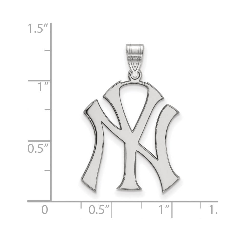 Alternate view of the 10K White Gold MLB New York Yankees Extra Large Pendant by The Black Bow Jewelry Co.