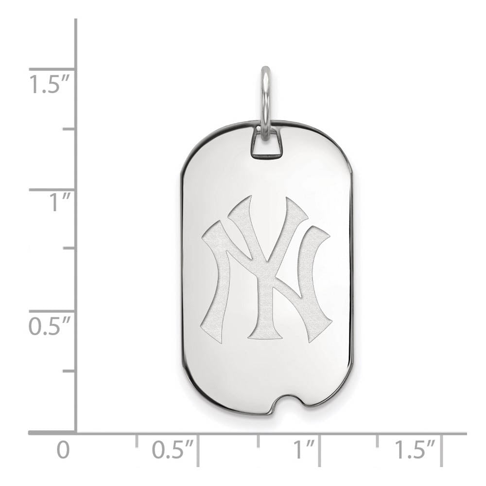 Alternate view of the 10K White Gold MLB New York Yankees Small Dog Tag Pendant by The Black Bow Jewelry Co.