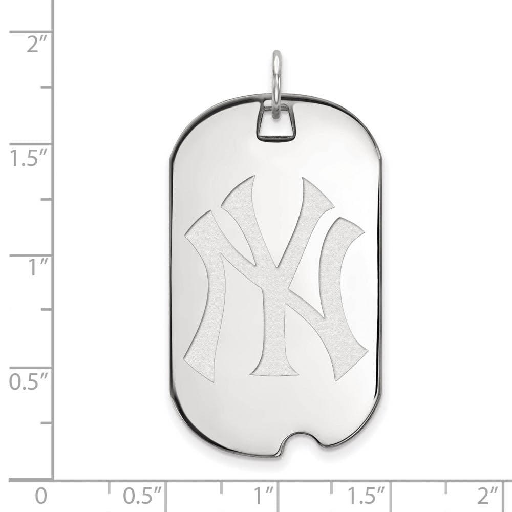 Alternate view of the 10K White Gold MLB New York Yankees Large Dog Tag Pendant by The Black Bow Jewelry Co.