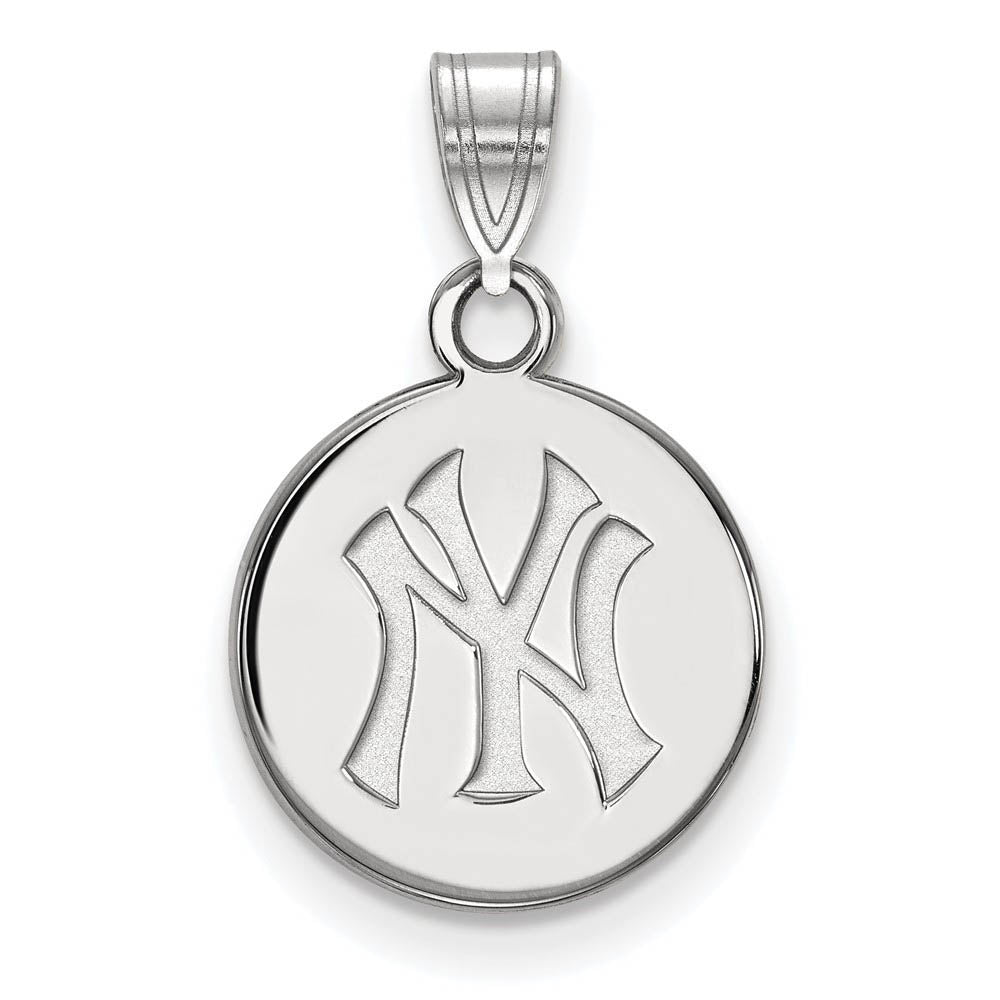 10K White Gold MLB New York Yankees Small Disc Pendant, Item P32527 by The Black Bow Jewelry Co.