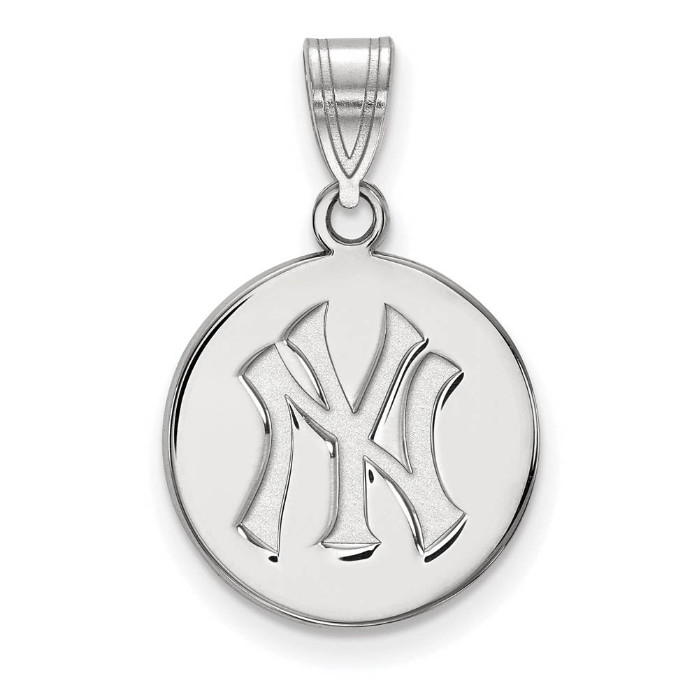 10K White Gold MLB New York Yankees Medium Disc Pendant, Item P32528 by The Black Bow Jewelry Co.