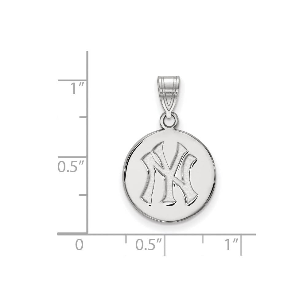 Alternate view of the 10K White Gold MLB New York Yankees Medium Disc Pendant by The Black Bow Jewelry Co.