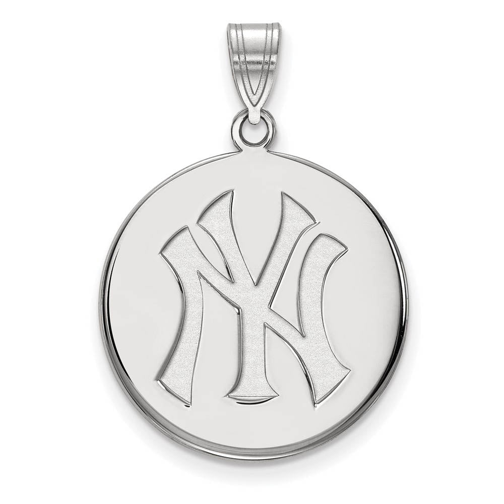 10K White Gold MLB New York Yankees Large Disc Pendant, Item P32529 by The Black Bow Jewelry Co.