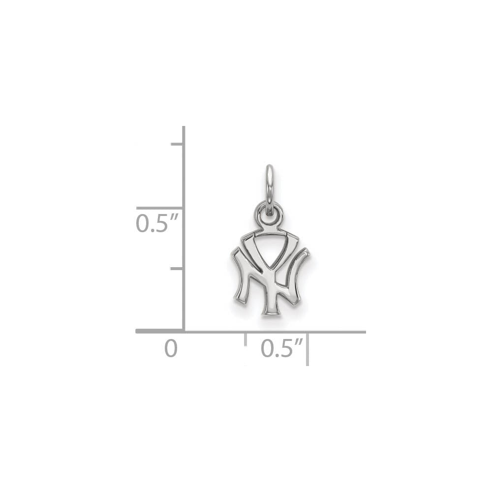 Alternate view of the 10K White Gold MLB New York Yankees XS (Tiny) Charm by The Black Bow Jewelry Co.