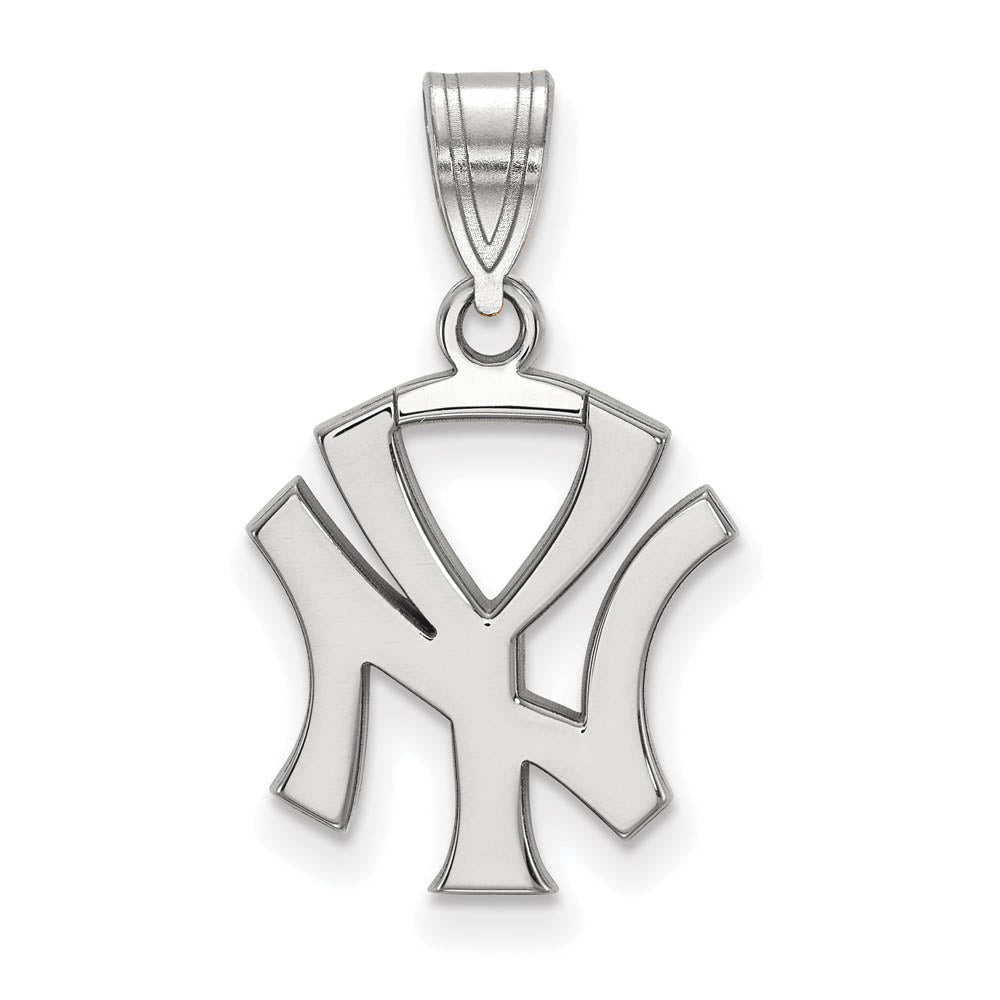 10K White Gold MLB New York Yankees Medium Pendant, Item P32532 by The Black Bow Jewelry Co.