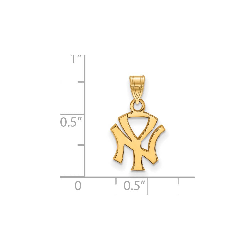 Alternate view of the 10K Yellow Gold MLB New York Yankees Small Pendant by The Black Bow Jewelry Co.