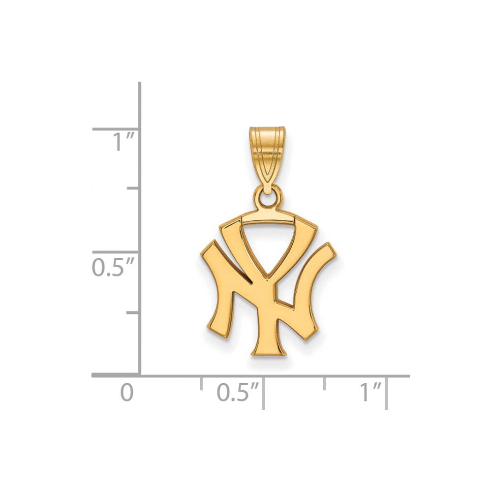 Alternate view of the 10K Yellow Gold MLB New York Yankees Medium Pendant by The Black Bow Jewelry Co.