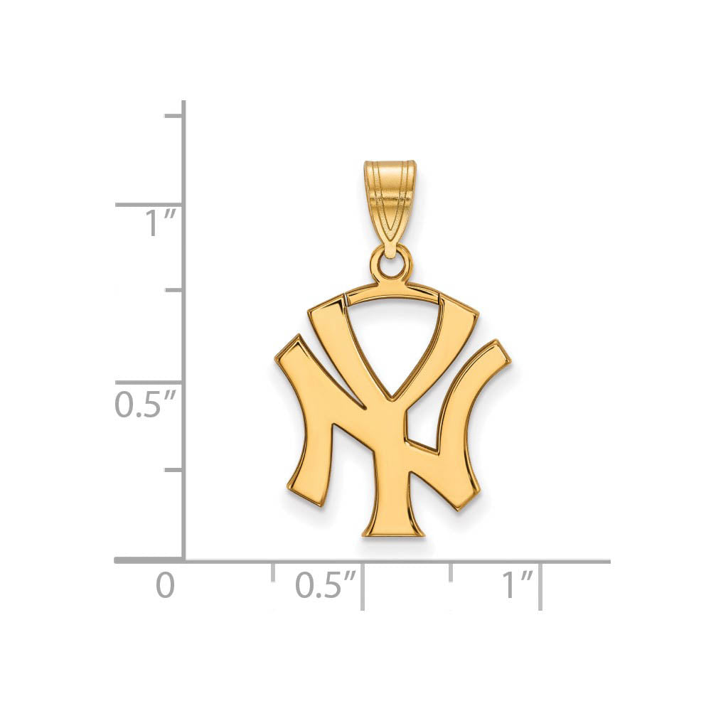 Alternate view of the 10K Yellow Gold MLB New York Yankees Large Pendant by The Black Bow Jewelry Co.