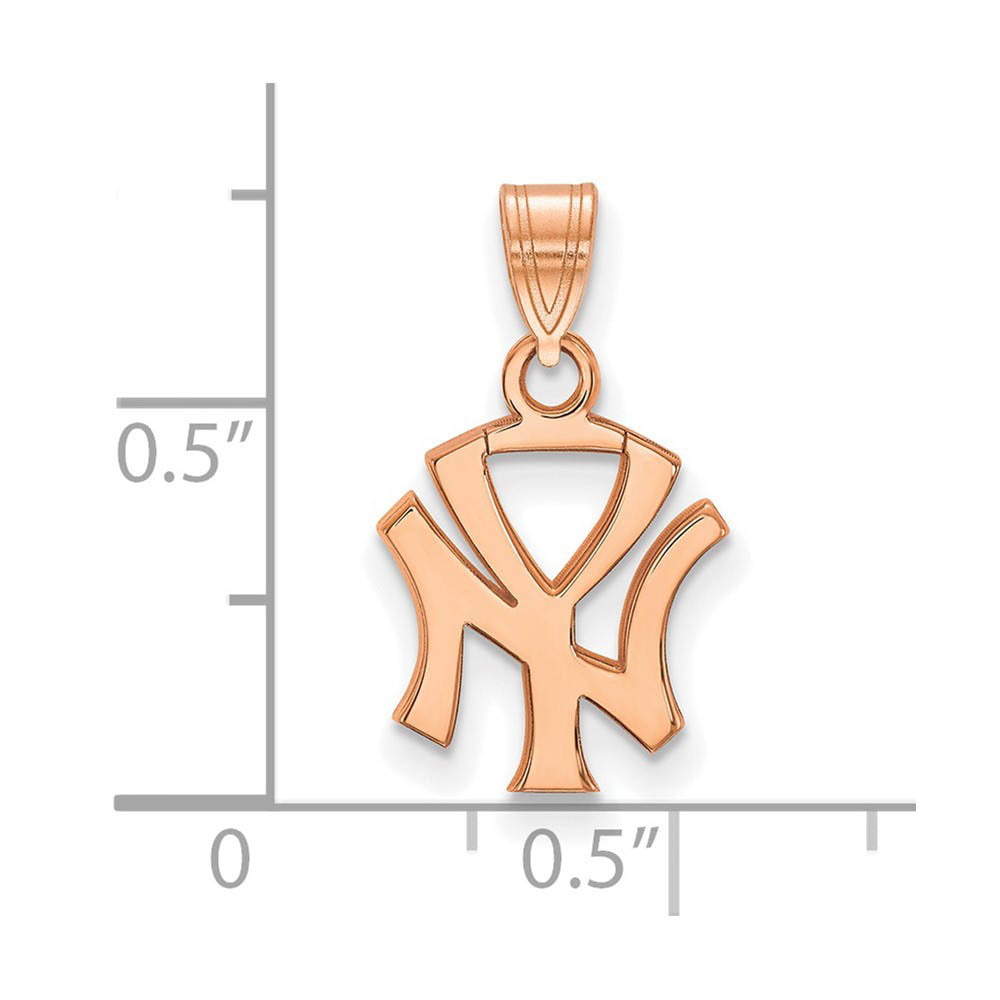 Alternate view of the 14K Rose Gold MLB New York Yankees Small Pendant by The Black Bow Jewelry Co.