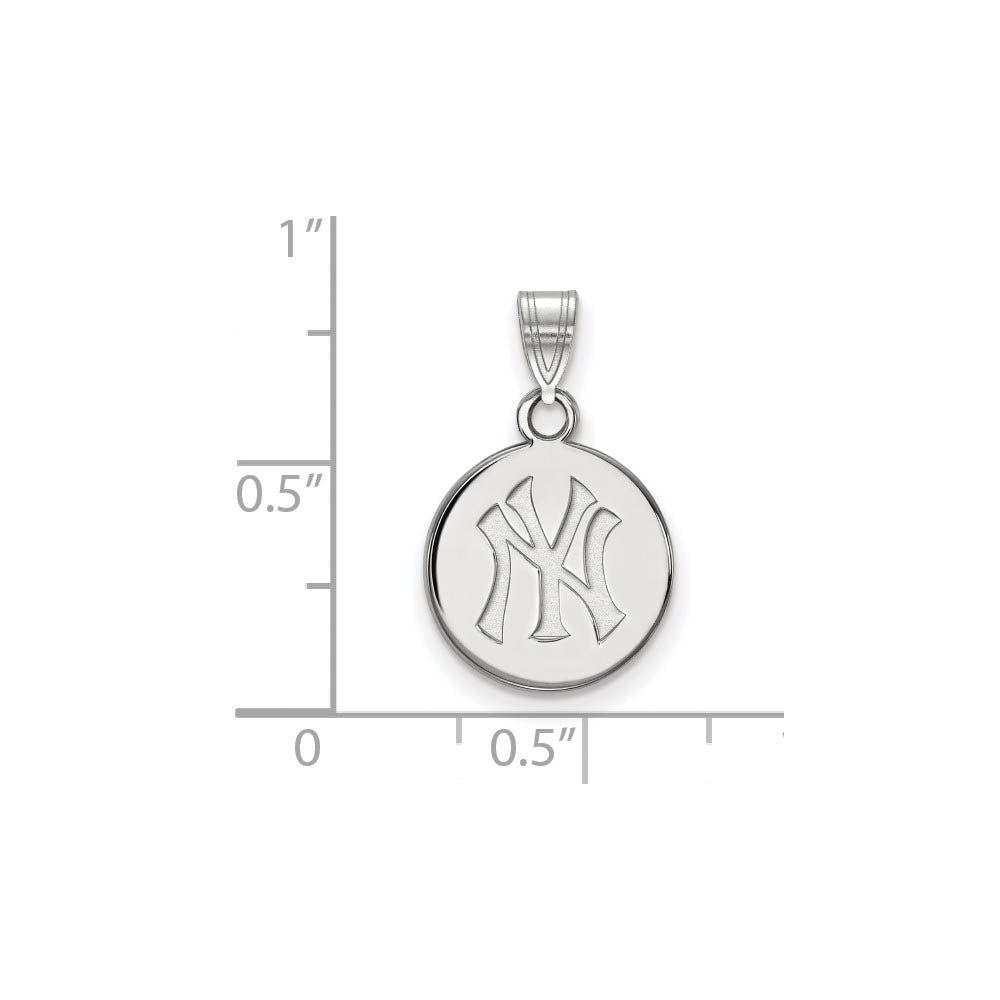 Alternate view of the 14K White Gold MLB New York Yankees Small Disc Pendant by The Black Bow Jewelry Co.