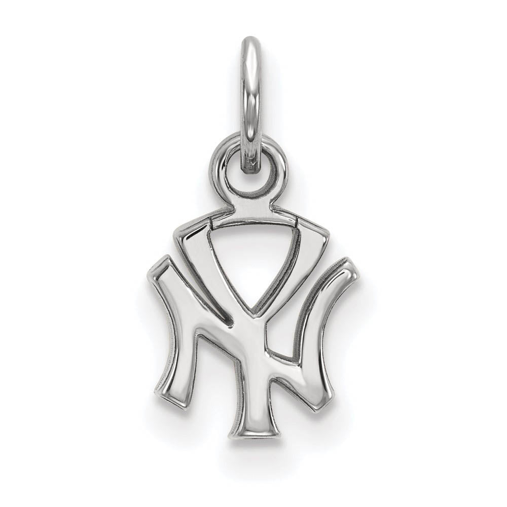 14K White Gold MLB New York Yankees XS (Tiny) Charm, Item P32555 by The Black Bow Jewelry Co.