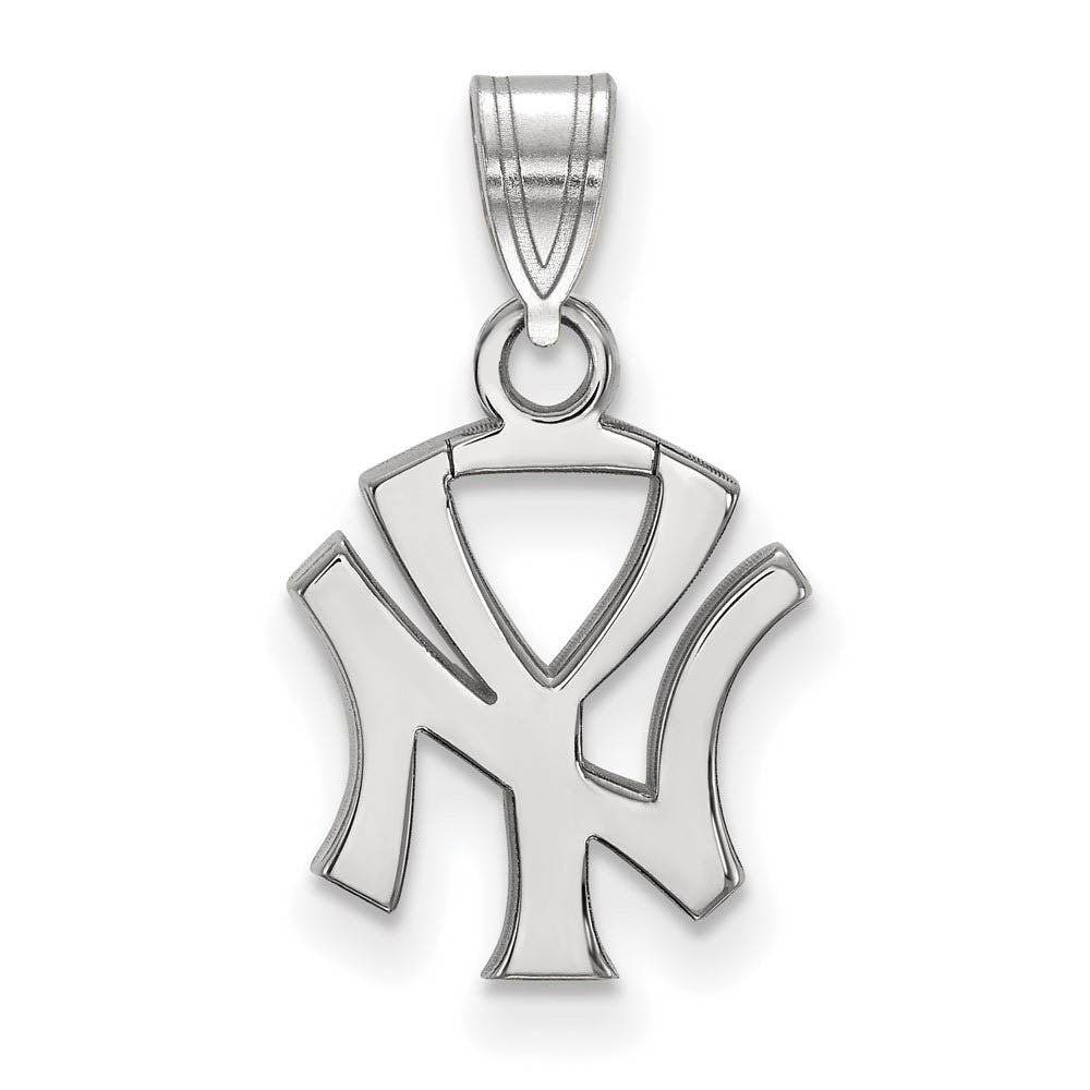 14K White Gold MLB New York Yankees Small Pendant, Item P32556 by The Black Bow Jewelry Co.