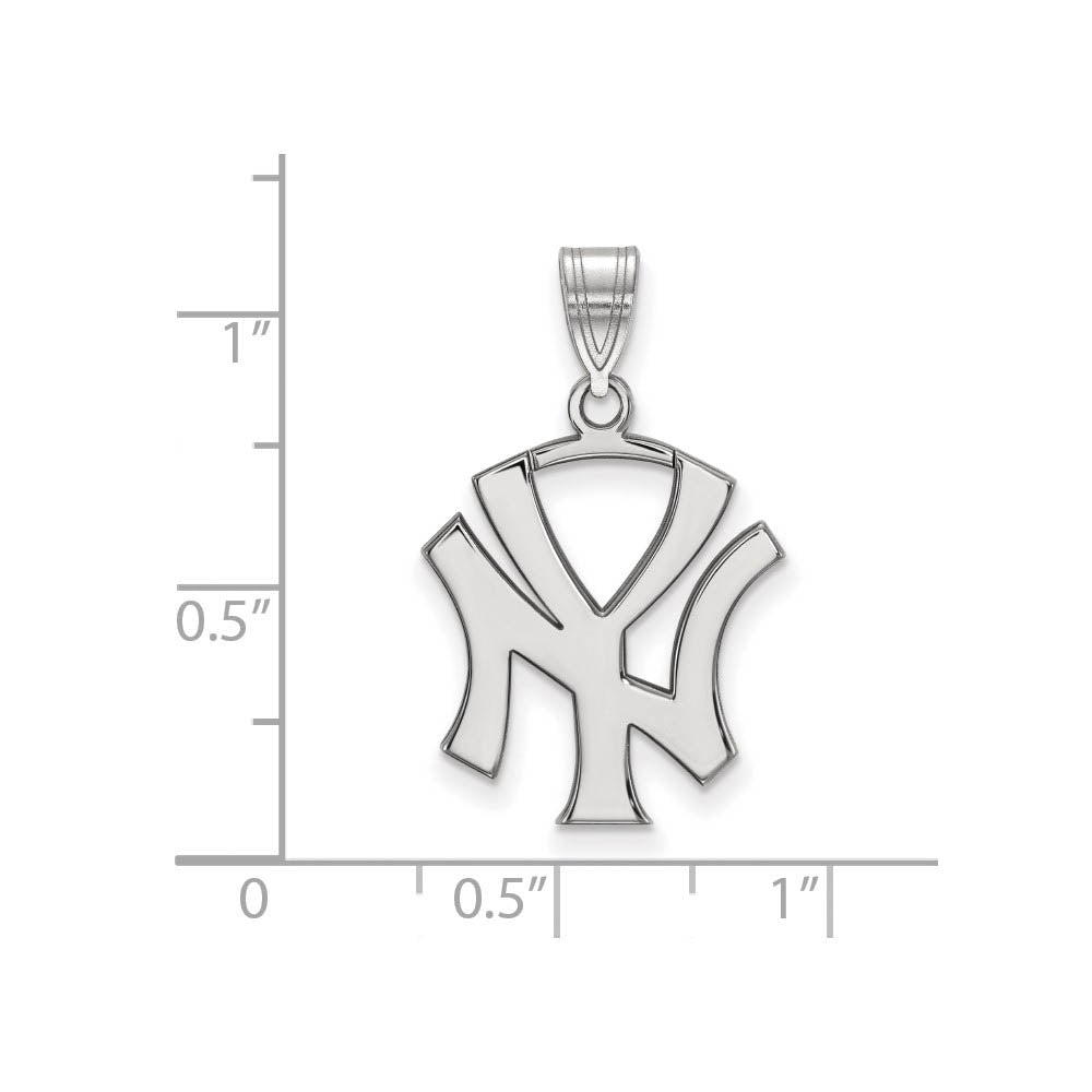 Alternate view of the 14K White Gold MLB New York Yankees Large Pendant by The Black Bow Jewelry Co.