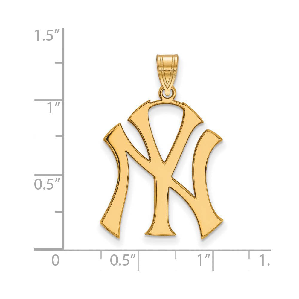 Alternate view of the 14K Yellow Gold MLB New York Yankees Extra Large Pendant by The Black Bow Jewelry Co.